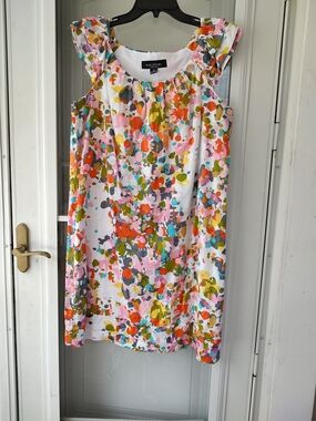Perceptions Girls' Floral Ruffle Sleeve Dress - White Multi